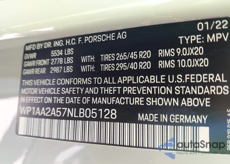 2022 Porsche Macan z USA, uszkodzony, nr VIN WP1AA2A57NLB05128